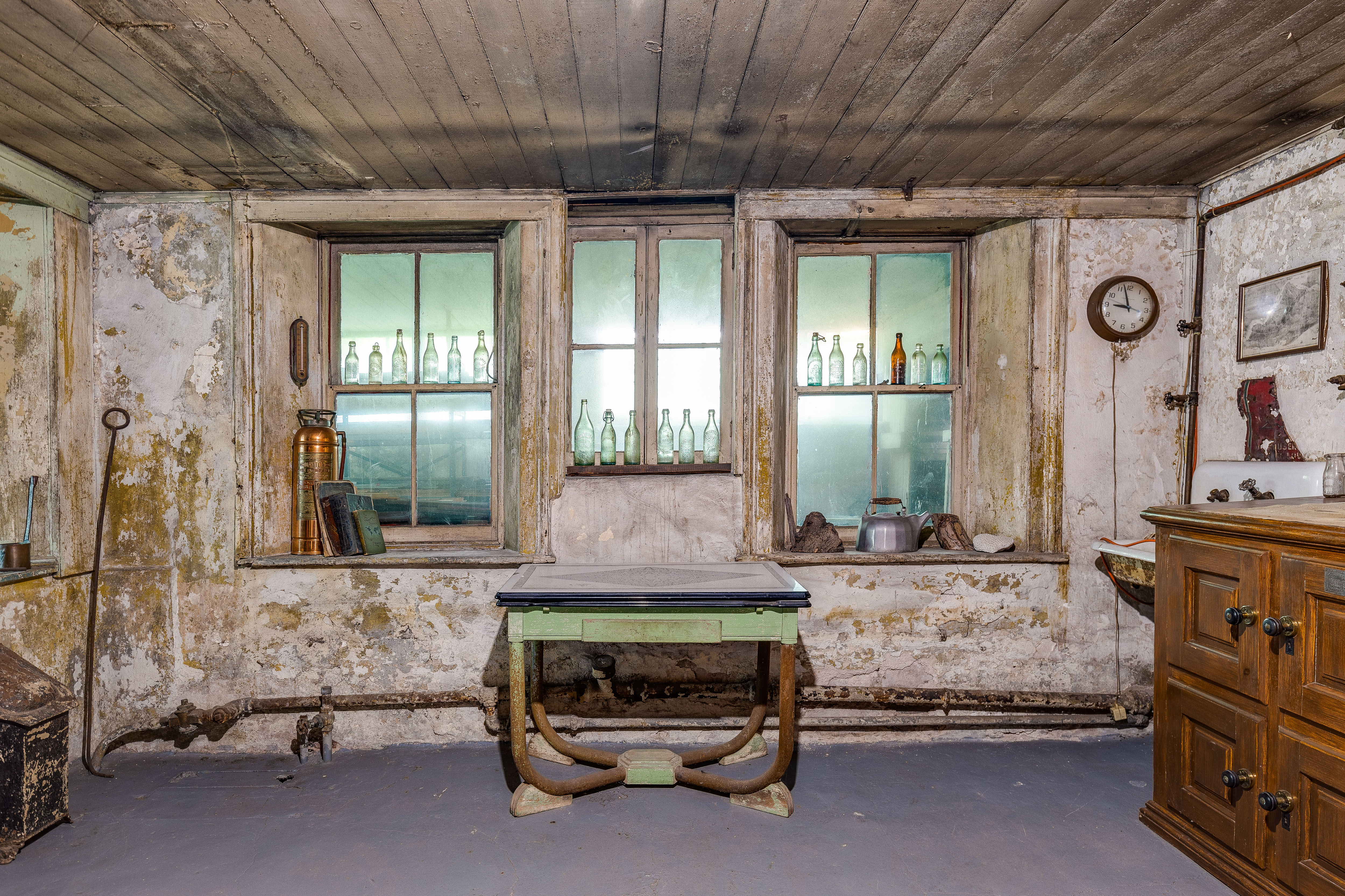 Original lab with antique bottles backlit