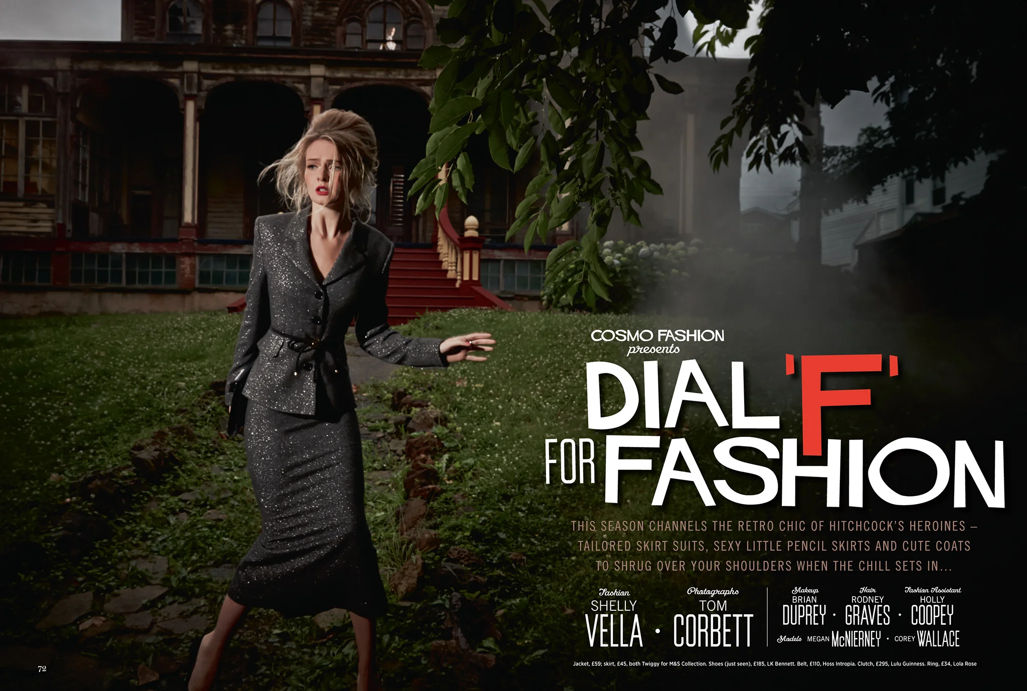 British Cosmopolitan — Dial F for Fashion, photography by Tom Corbett